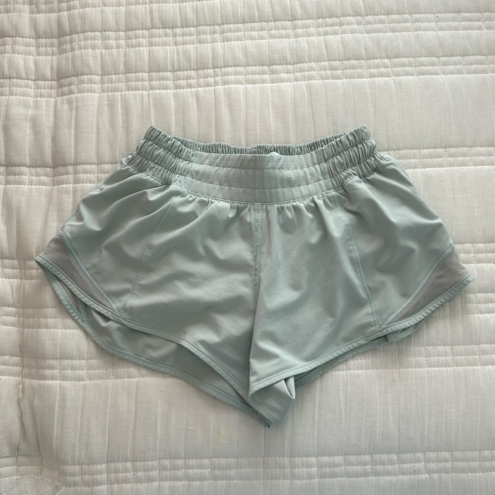 Lululemon Low Rise Light Blue Hotty Hot Shorts